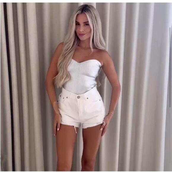 Zara Silver KNIT BUSTIER TOP Size Extra Large XL - Picture 6 of 16